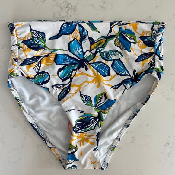 Sunseeker Swimwear Full Classic Floral Bikini Bottom Wht Blue Yel Sz 8 Cda/6 US - Picture 2 of 9